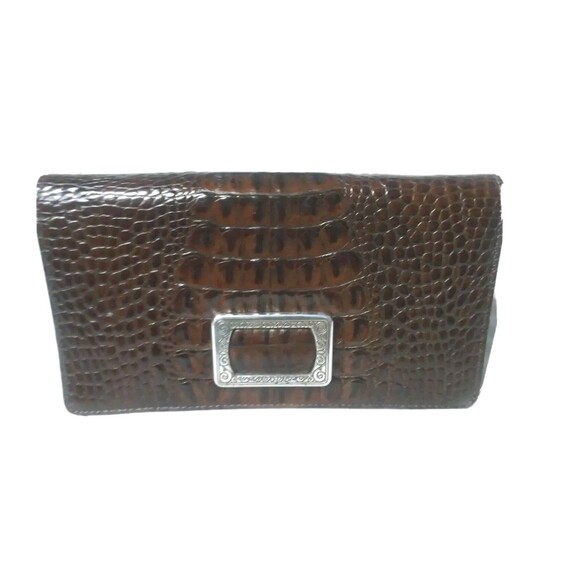 Vintage Brighton Croco Embossed Wallet Organizer Large Brighton Clutch Purse - Picture 4 of 7